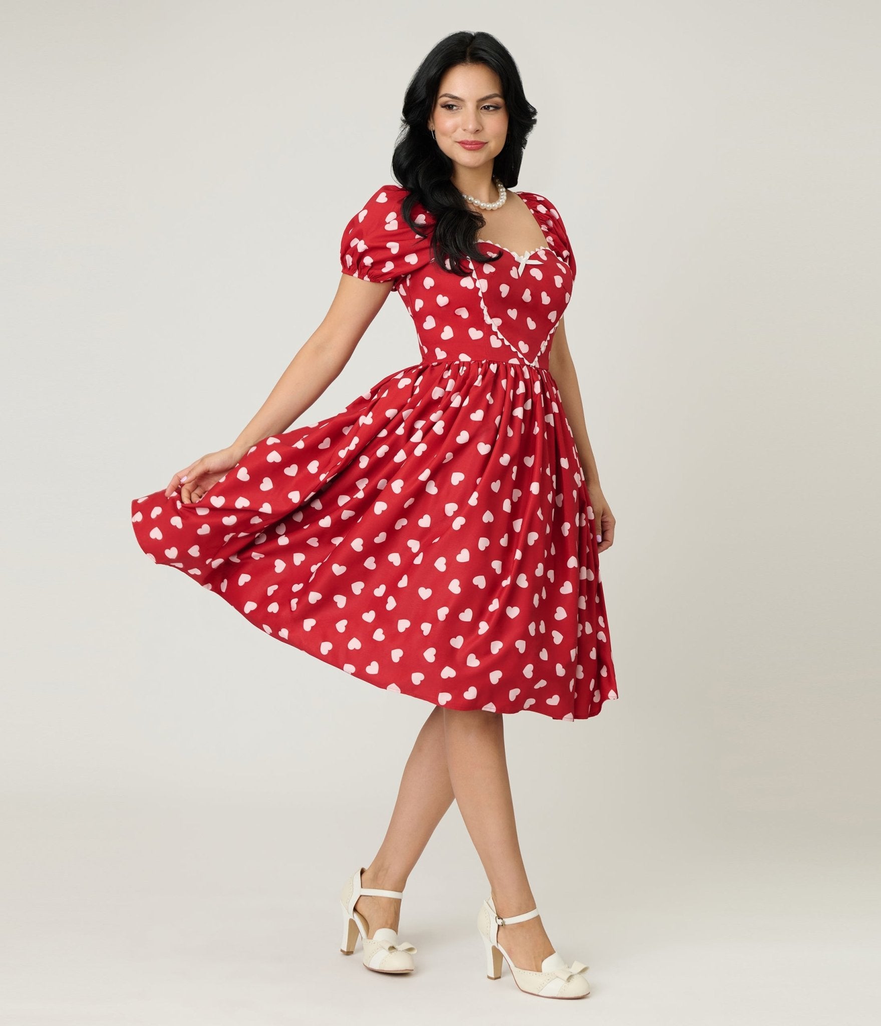 Unique Vintage 1950s Red & Pink Heart Convertible Sweetheart Dress Unique Vintage 1950s Red & Pink Heart Convertible Sweetheart Dress