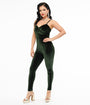 Unique Vintage 1970s Dark Green Velvet Jumpsuit