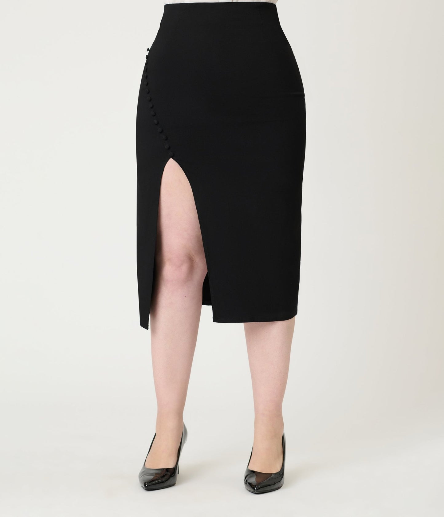 Unique Vintage Black Asymmetrical Pencil Skirt - Unique Vintage - Womens, BOTTOMS, SKIRTS