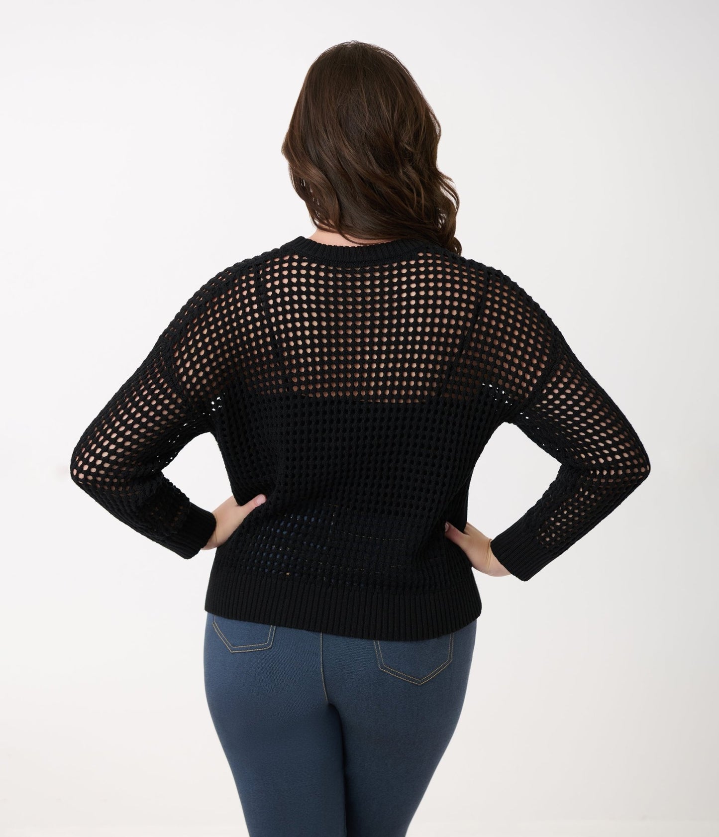 Unique Vintage Black Cat Open Weave Cotton Sweater - Unique Vintage - Womens, TOPS, SWEATERS