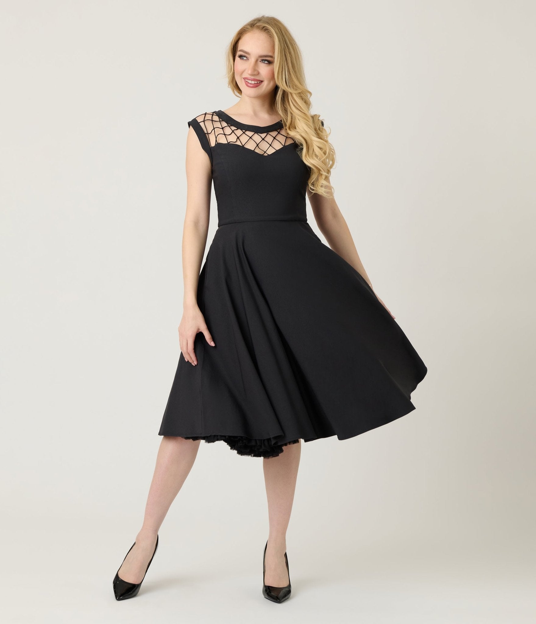 Unique Vintage Black Diamond Cable Swing Dress Unique Vintage Black Diamond Cable Swing Dress