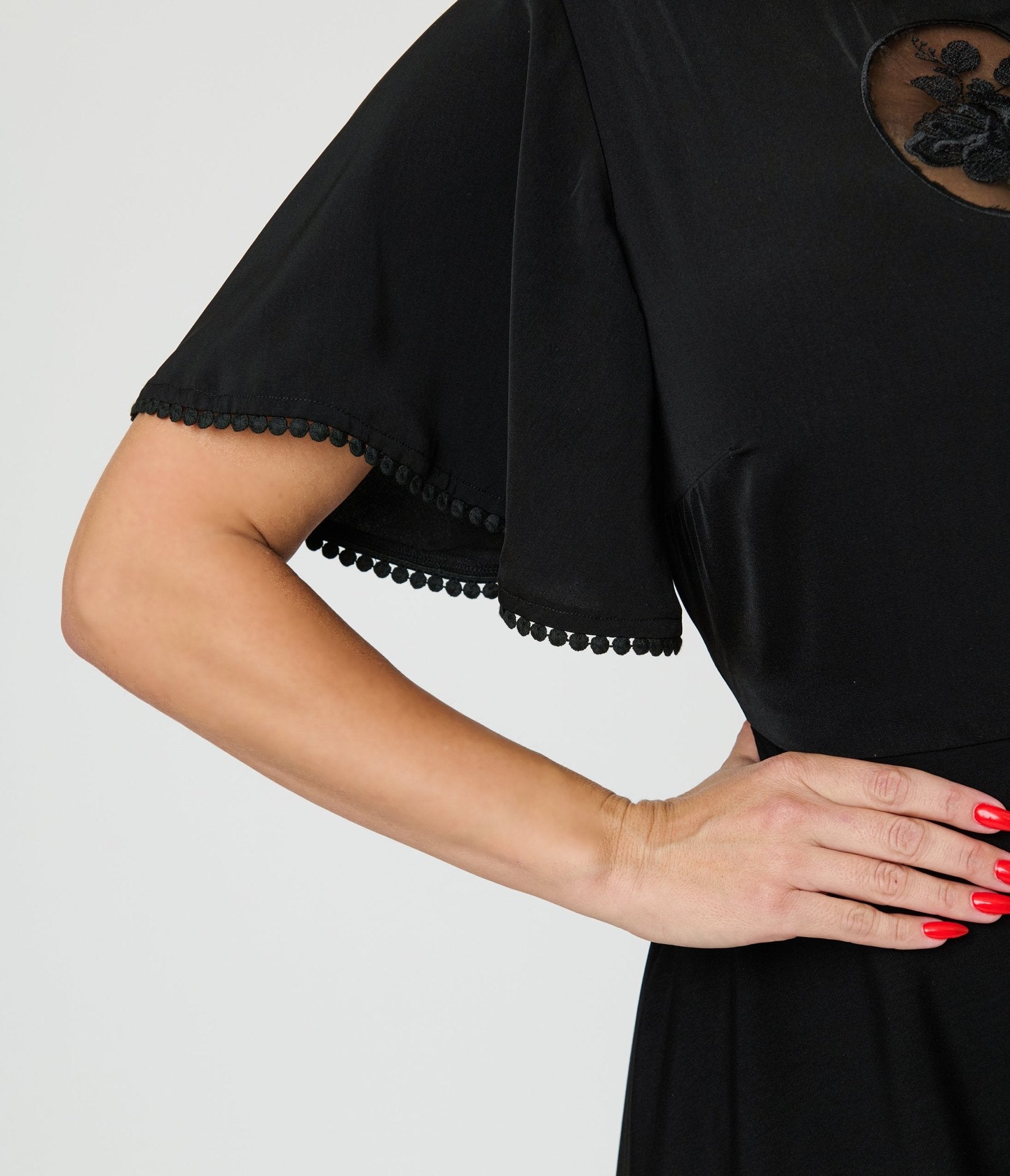 Unique Vintage Black Floral Mesh Cutout Swing Dress - Unique Vintage - Womens, DRESSES, SWING