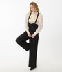 Unique Vintage Black & Gold Pinstripe Thelma Suspender Pants