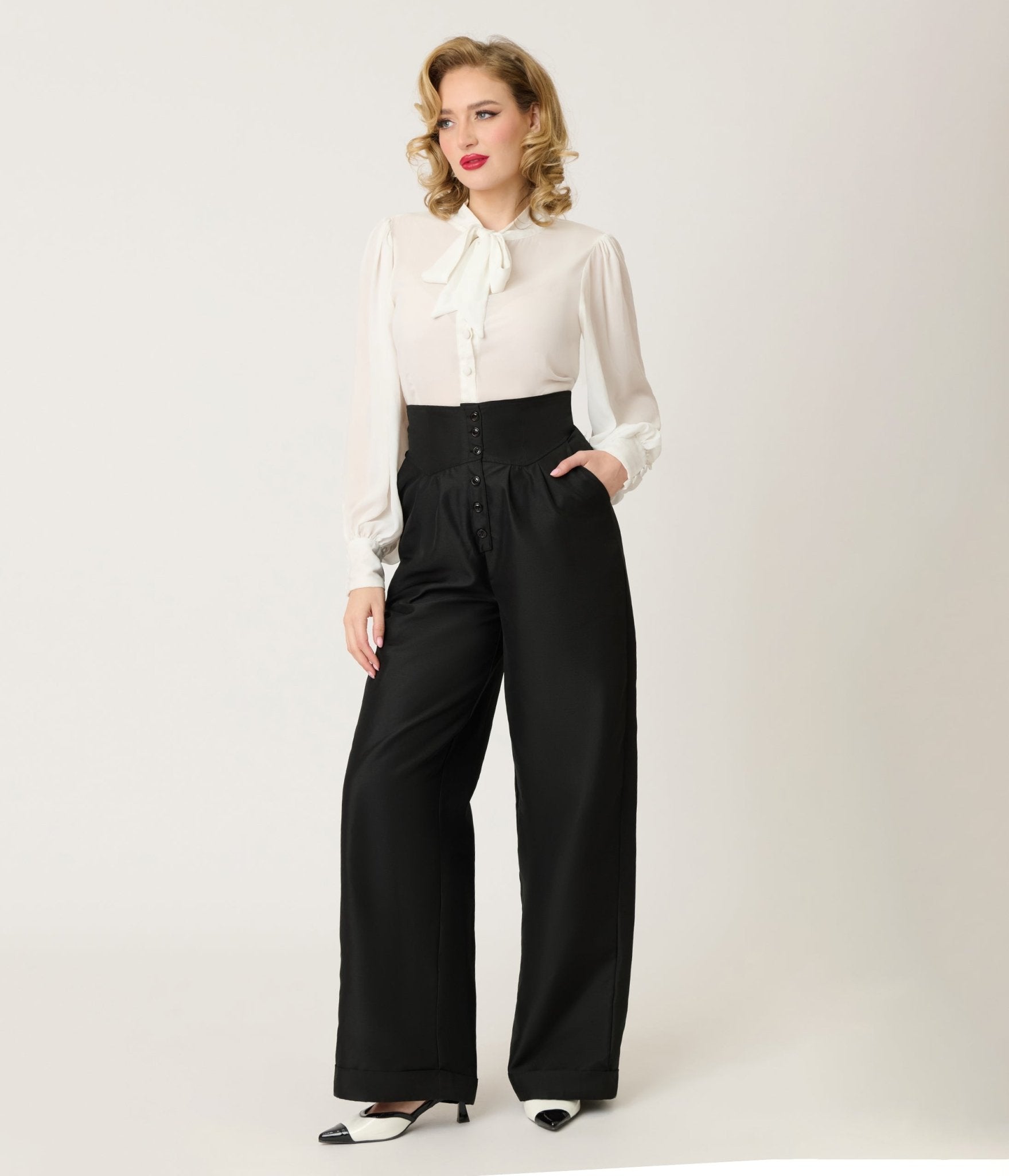 vintage high waisted dress pants Unique Vintage Black High Waisted Trouser