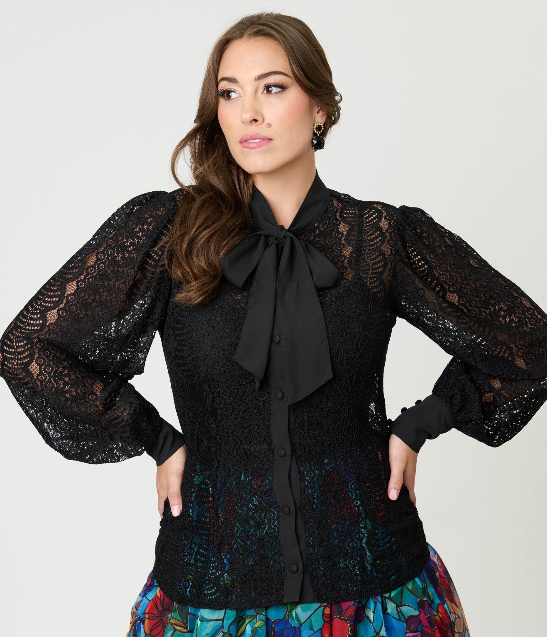 Unique Vintage Black Lace Gwen Blouse - Unique Vintage - Womens, TOPS, WOVEN TOPS