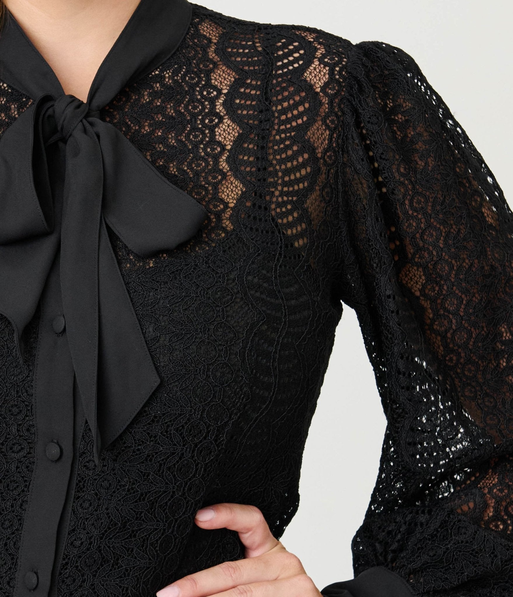 Unique Vintage Black Lace Gwen Blouse - Unique Vintage - Womens, TOPS, WOVEN TOPS