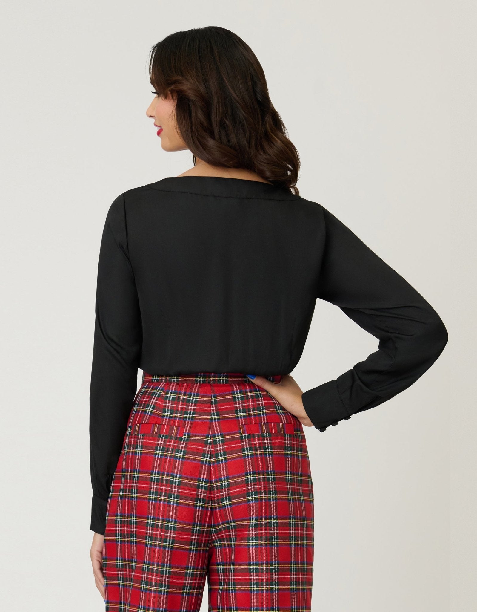 Unique Vintage Black Long Sleeve Blouse - Unique Vintage - Womens, TOPS, WOVEN TOPS