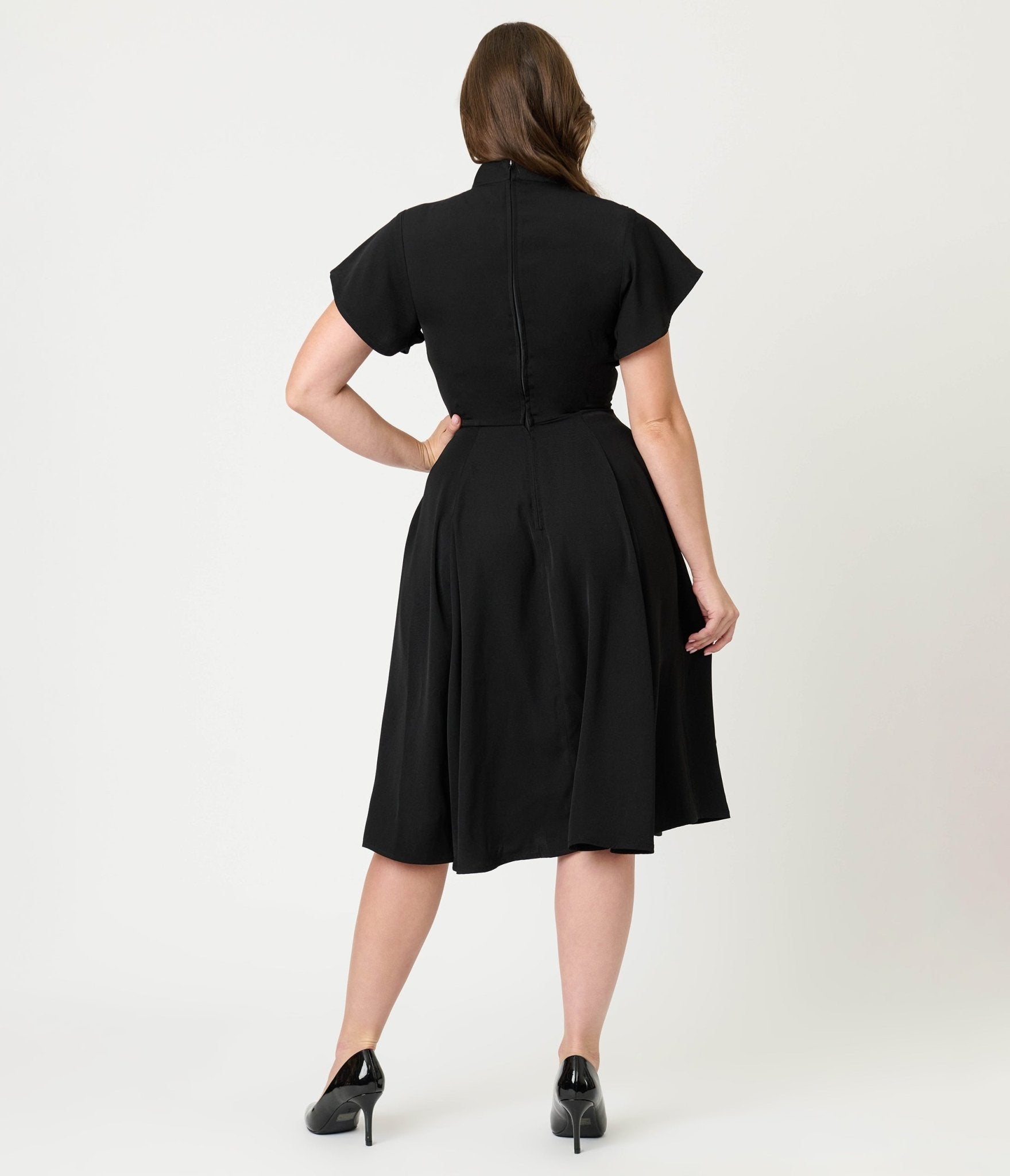 Unique Vintage Black & Pumpkin Baltimore Swing Dress - Unique Vintage - Womens, DRESSES, SWING