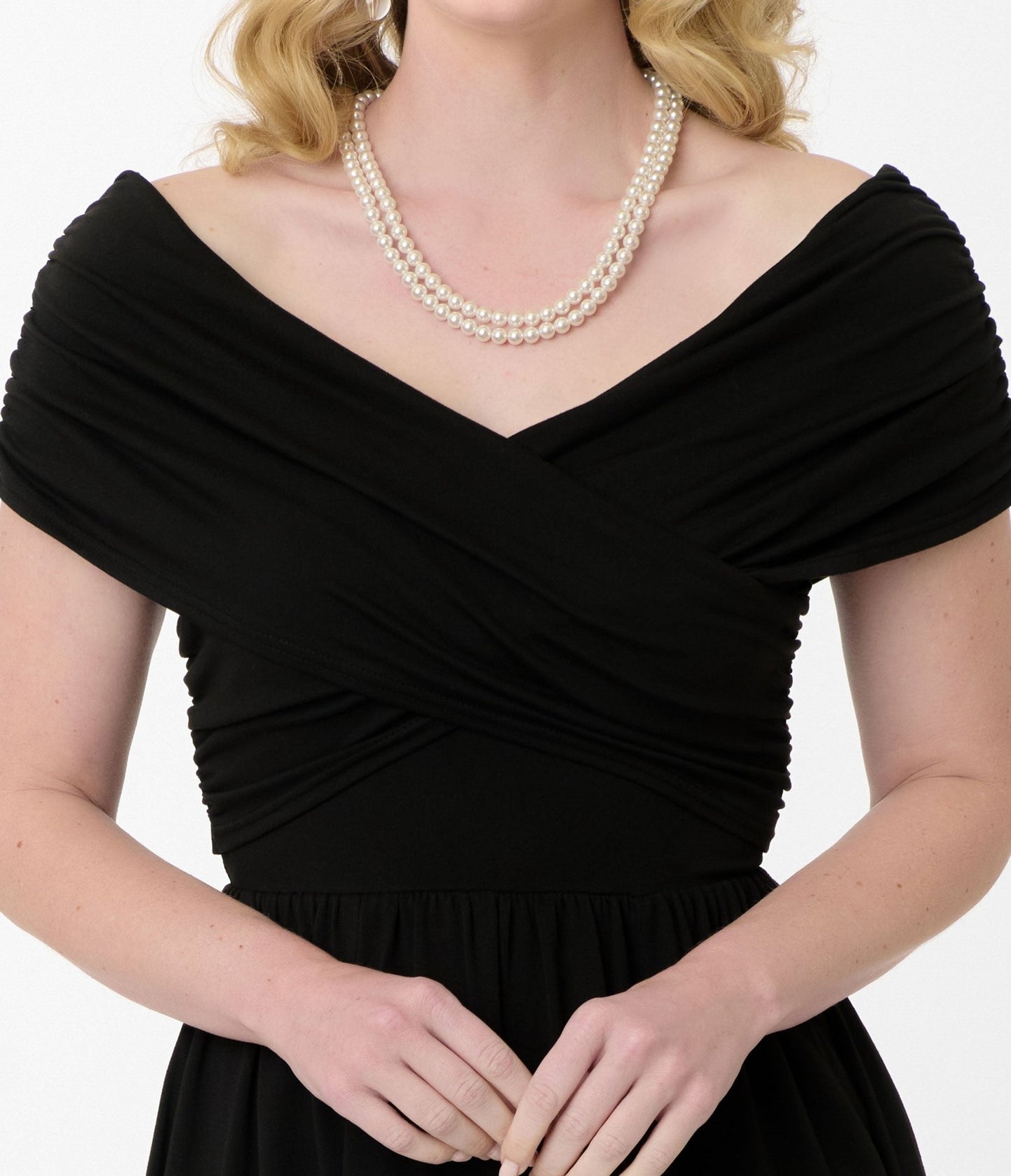 Unique Vintage Black Shirred Swing Dress - Unique Vintage - Womens, DRESSES, SWING