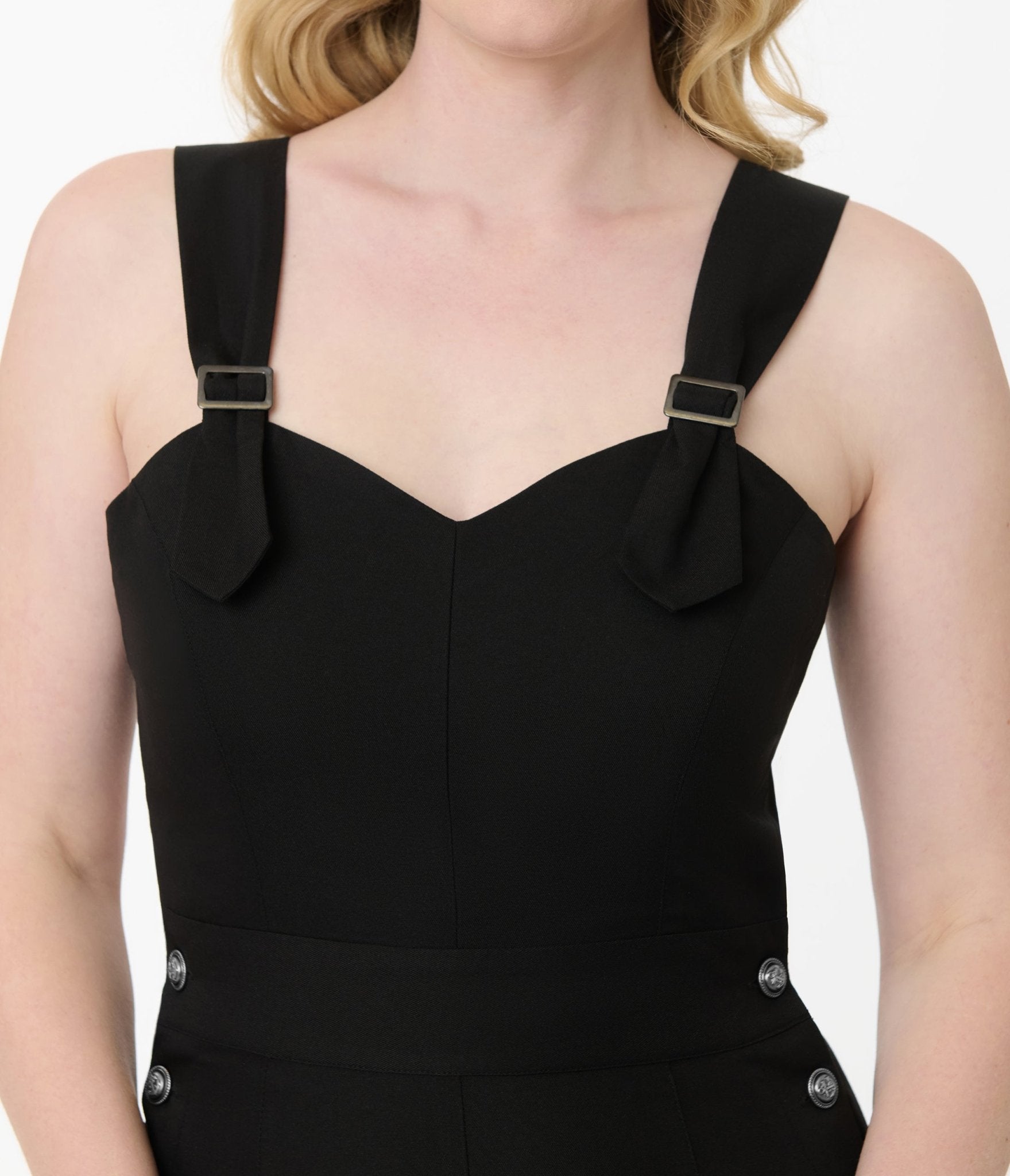Unique Vintage Black & Silver Sedgewick Jumpsuit - Unique Vintage - Womens, BOTTOMS, ROMPERS AND JUMPSUITS