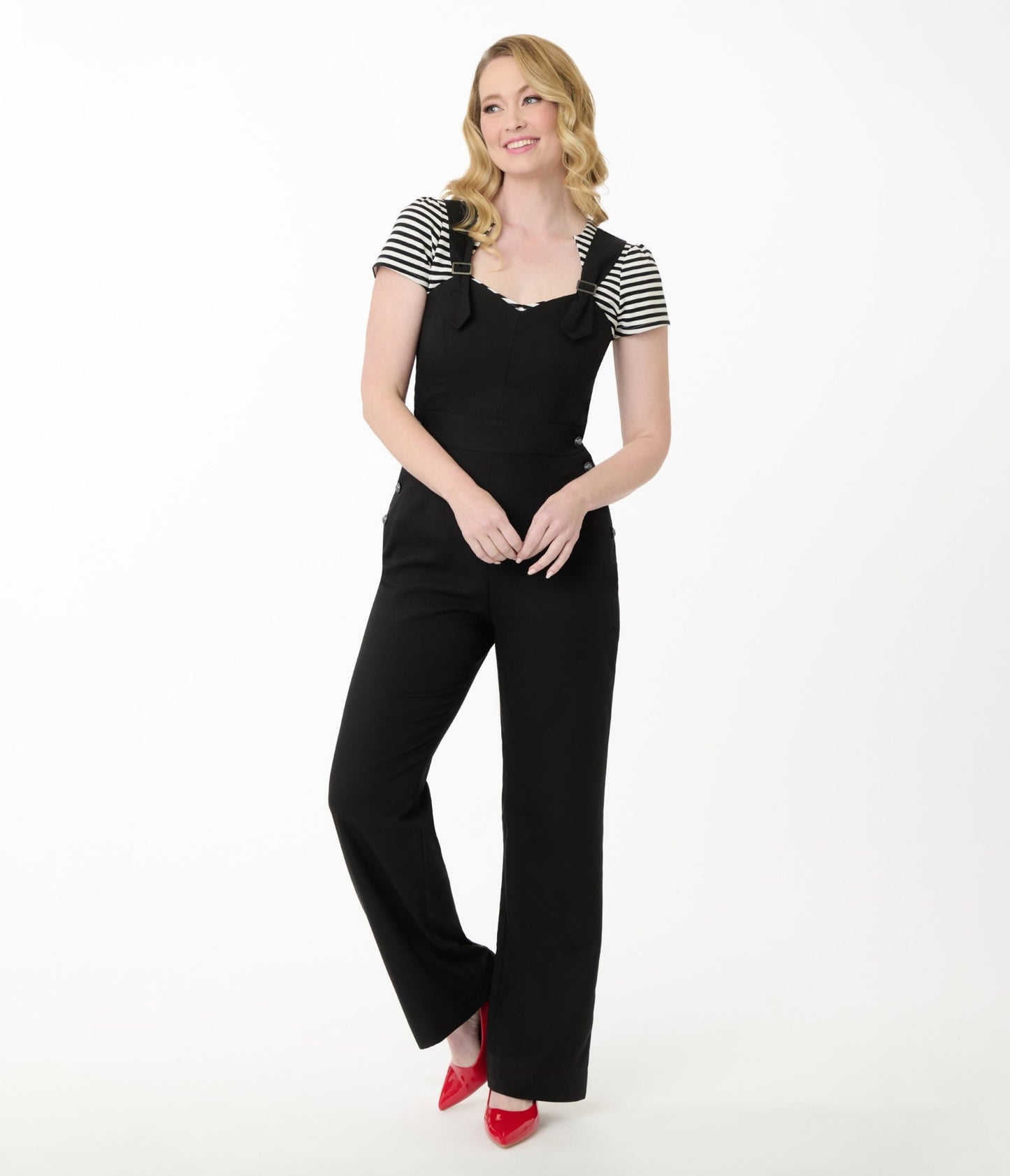 Unique Vintage Black & Silver Sedgewick Jumpsuit - Unique Vintage - Womens, BOTTOMS, ROMPERS AND JUMPSUITS