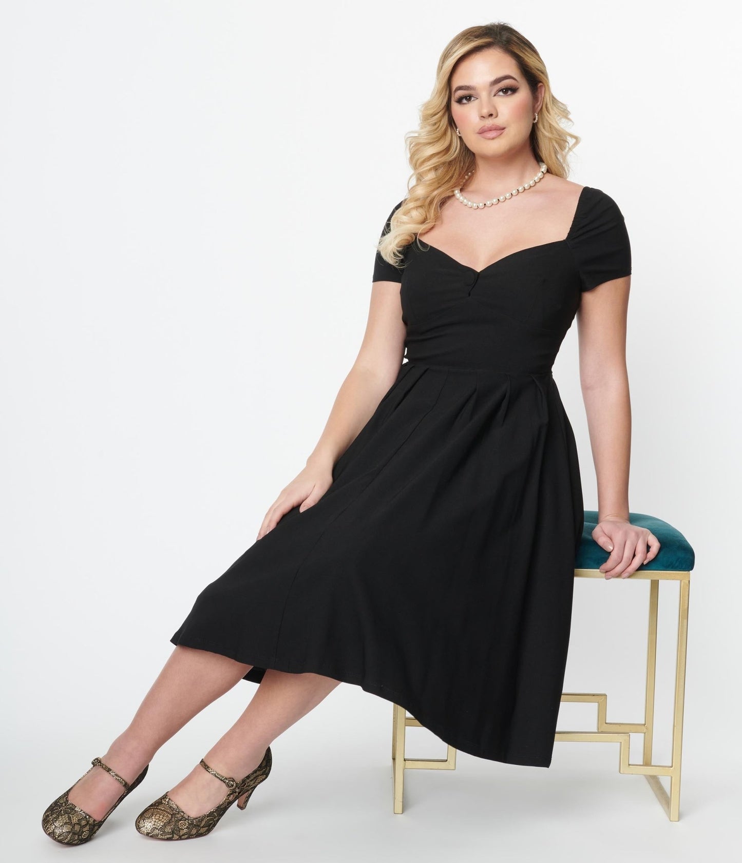 Unique Vintage Black Sweetheart Midge Swing Dress - Unique Vintage - Womens, DRESSES, SWING
