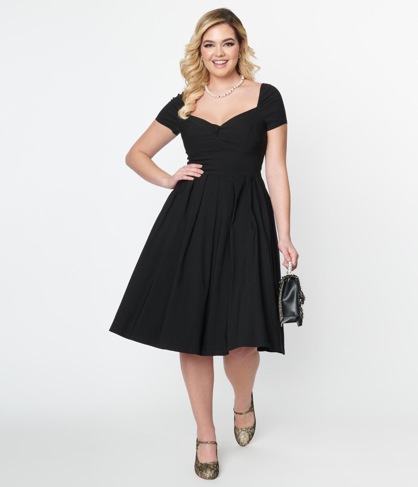 Unique Vintage Black Sweetheart Midge Swing Dress - Unique Vintage - Womens, DRESSES, SWING