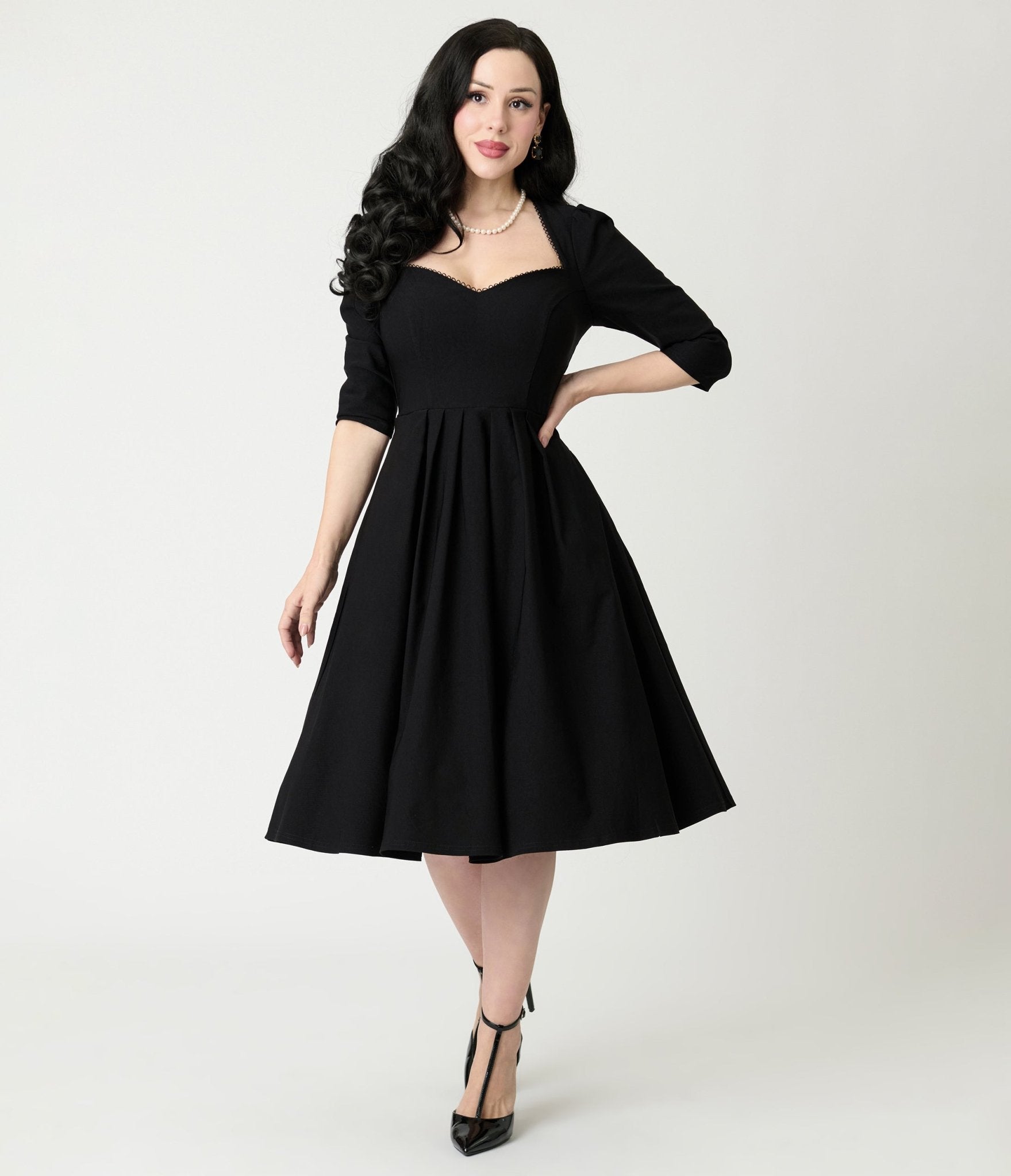Unique Vintage Black Sweetheart Swing Dress Unique Vintage Black Sweetheart Swing Dress
