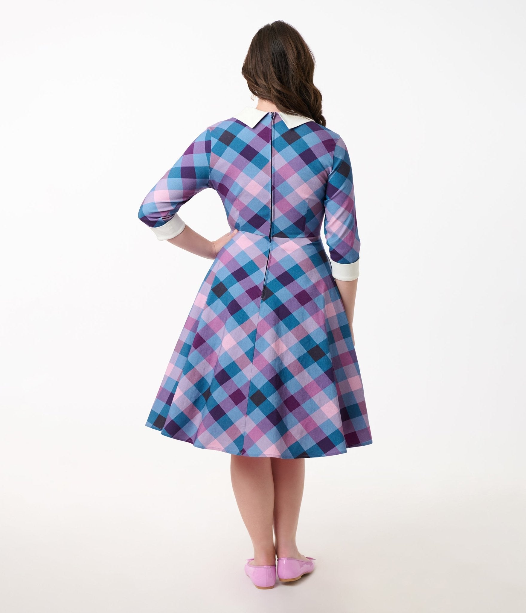 Unique Vintage Blue & Purple Madras Plaid Shirt Dress - Unique Vintage - Womens, DRESSES, SWING