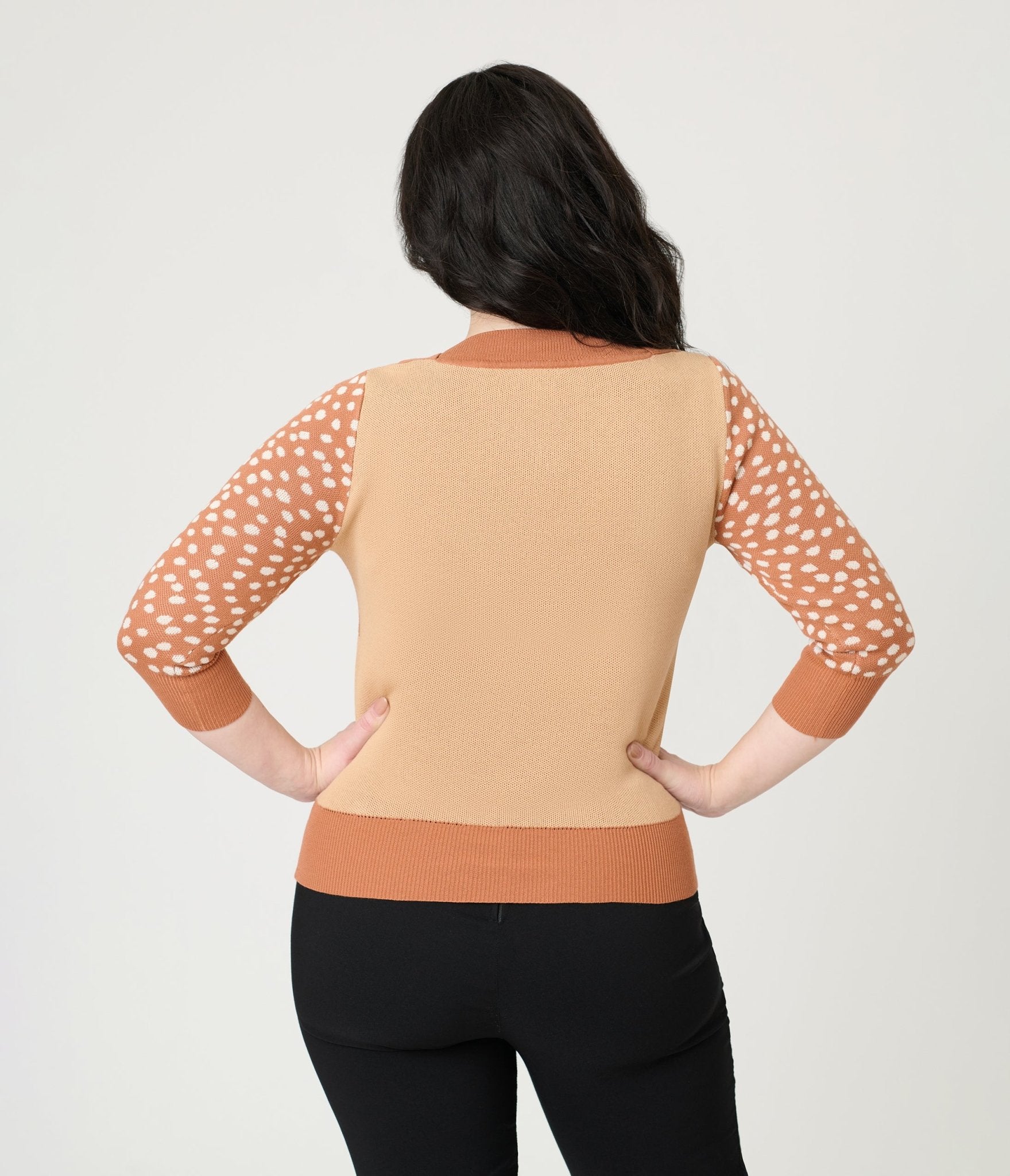 Unique Vintage Brown & Deer Sleeve Minou Sweater - Unique Vintage - Womens, TOPS, SWEATERS