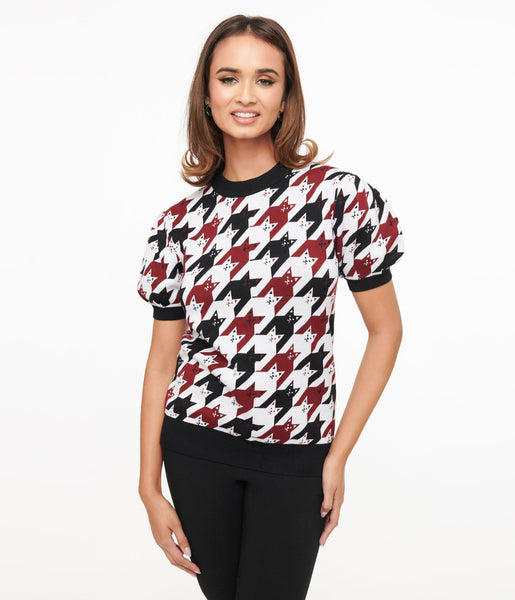 ☆NASTY FANCY CLUB☆ NF Houndstooth Check Crop Knit Tee BLAC Houndstooth Knit Crop – BABE NOLA
