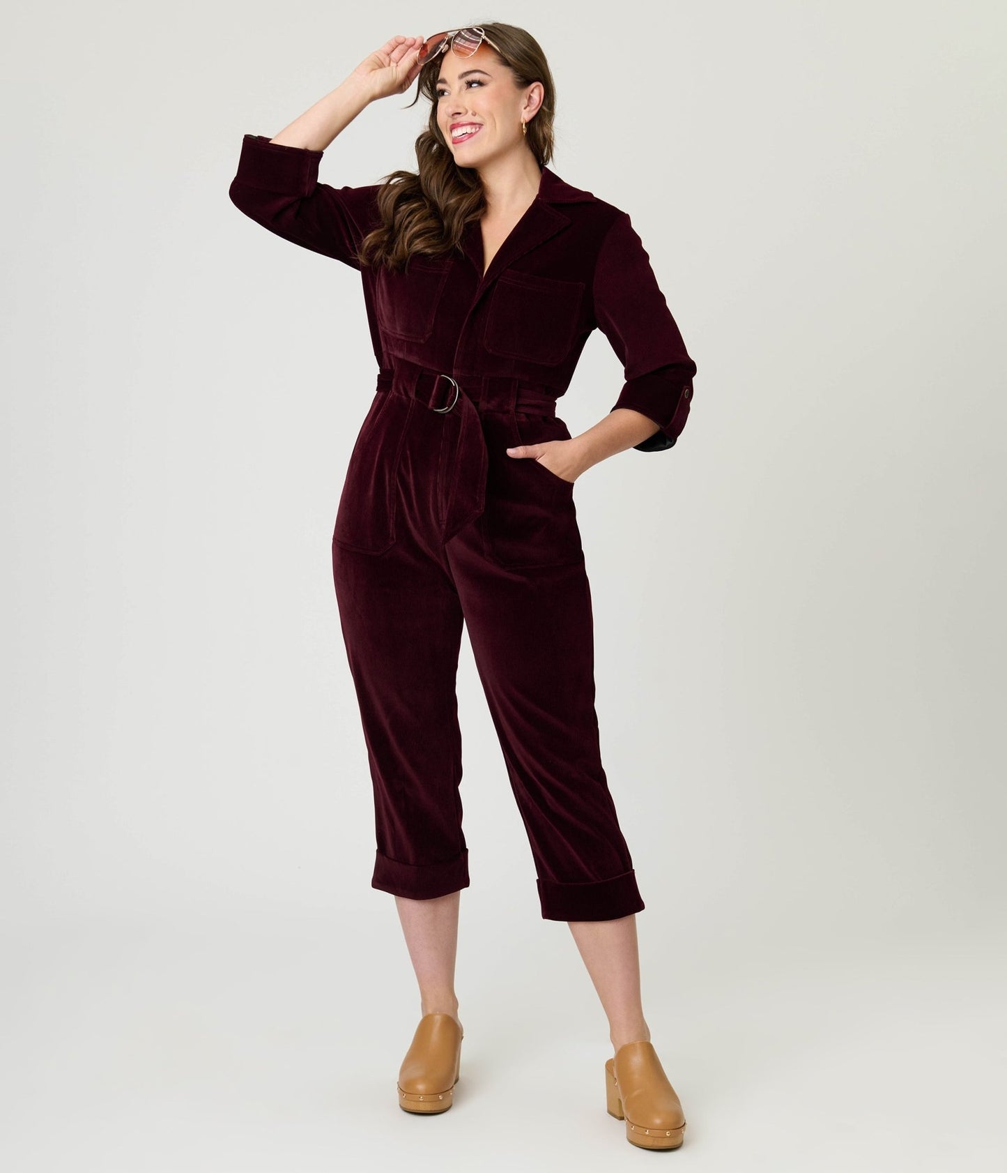Unique Vintage Burgundy Corduroy Trixie Jumpsuit - Unique Vintage - Womens, BOTTOMS, ROMPERS AND JUMPSUITS