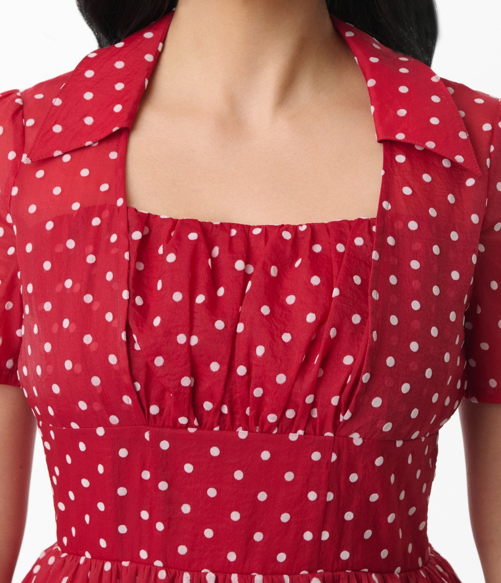 Unique Vintage Burgundy & White Swiss Dot Libby Swing Dress - Unique Vintage - Womens, DRESSES, SWING