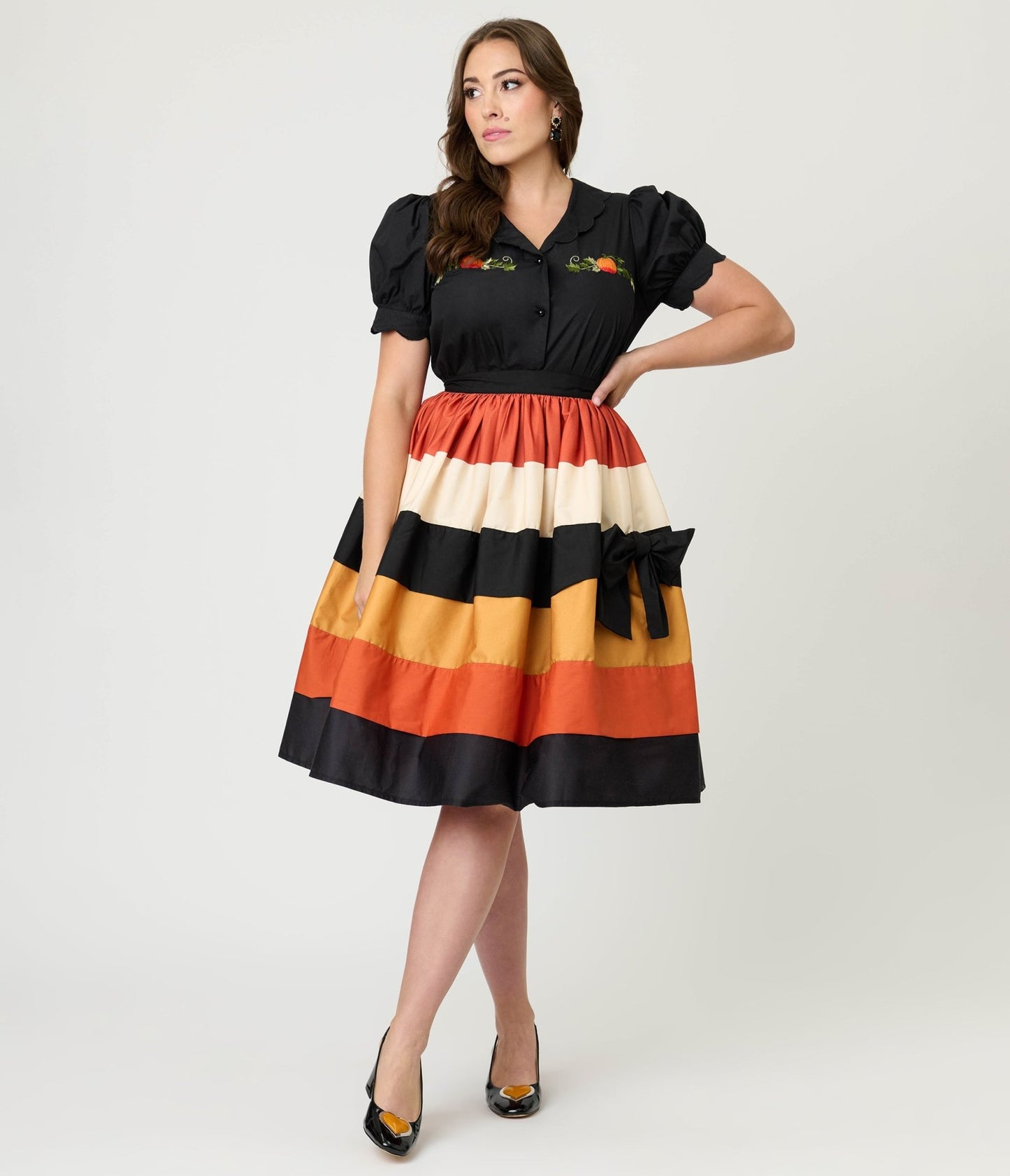 Unique Vintage Candy Corn Stripe Gellar Swing Skirt - Unique Vintage - Womens, BOTTOMS, SKIRTS