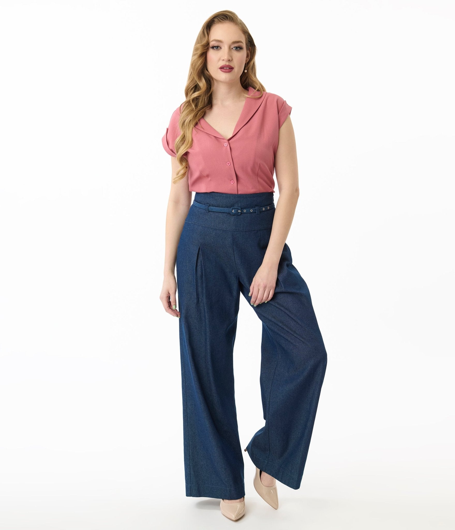 Unique Vintage Dark Rose Twill Sleeveless Blouse - Unique Vintage - Womens, TOPS, WOVEN TOPS