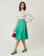 Unique Vintage Green High Waist Vivien Swing Skirt