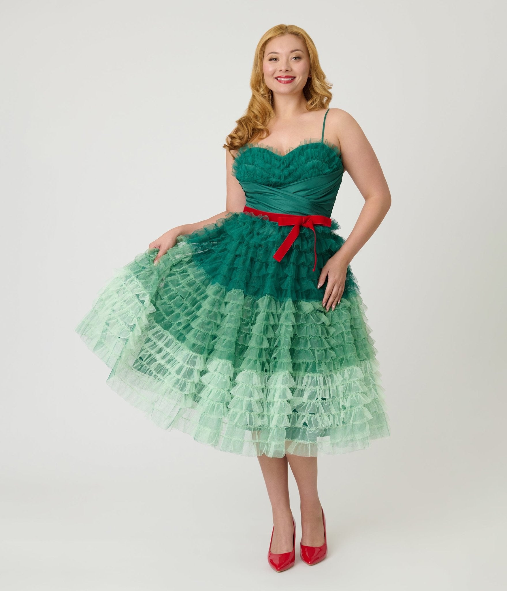 Unique Vintage Green Ombre Tulle Cupcake Swing Dress - Unique Vintage - Womens, DRESSES, PROM AND SPECIAL OCCASION