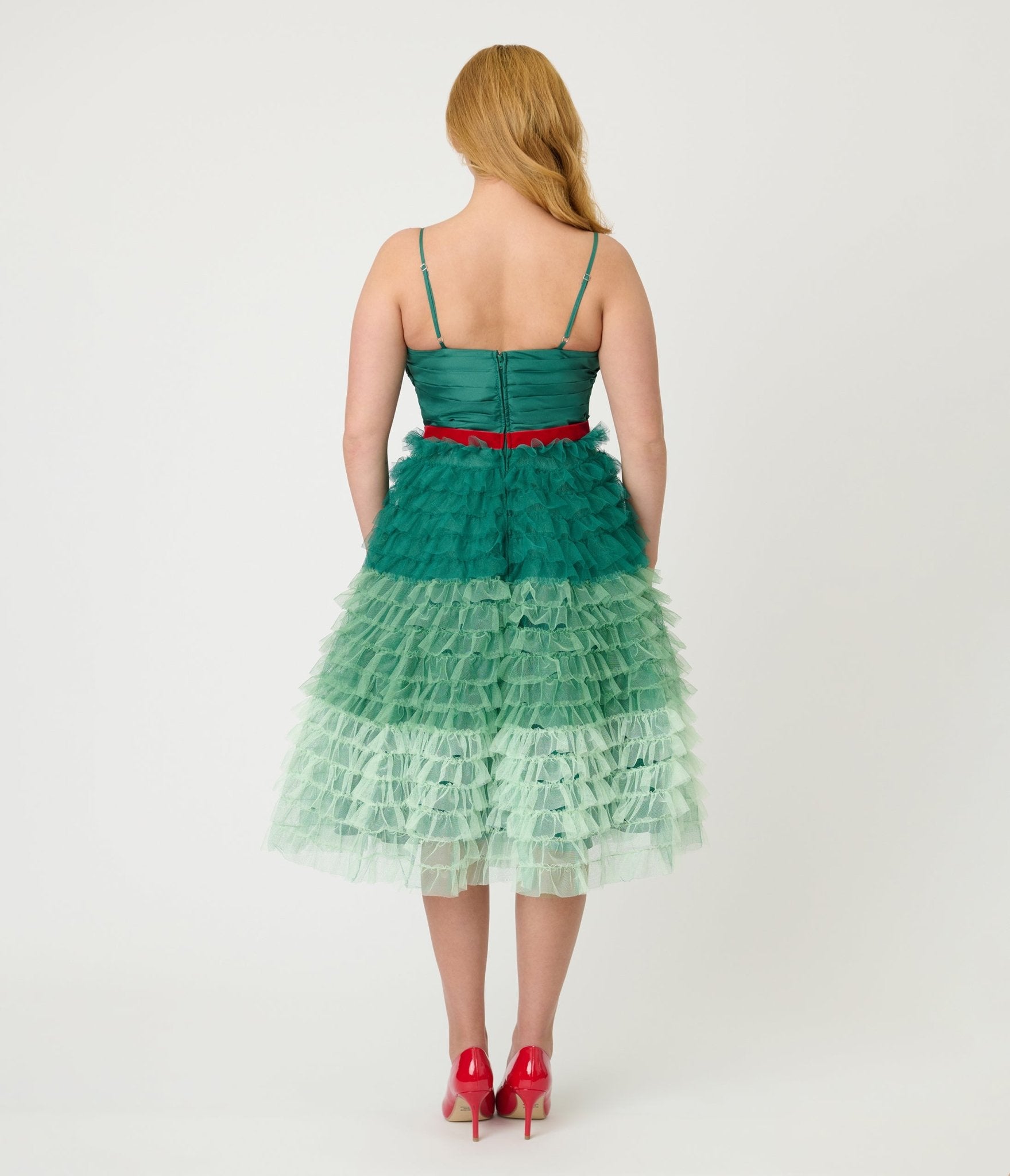 Unique Vintage Green Ombre Tulle Cupcake Swing Dress - Unique Vintage - Womens, DRESSES, PROM AND SPECIAL OCCASION