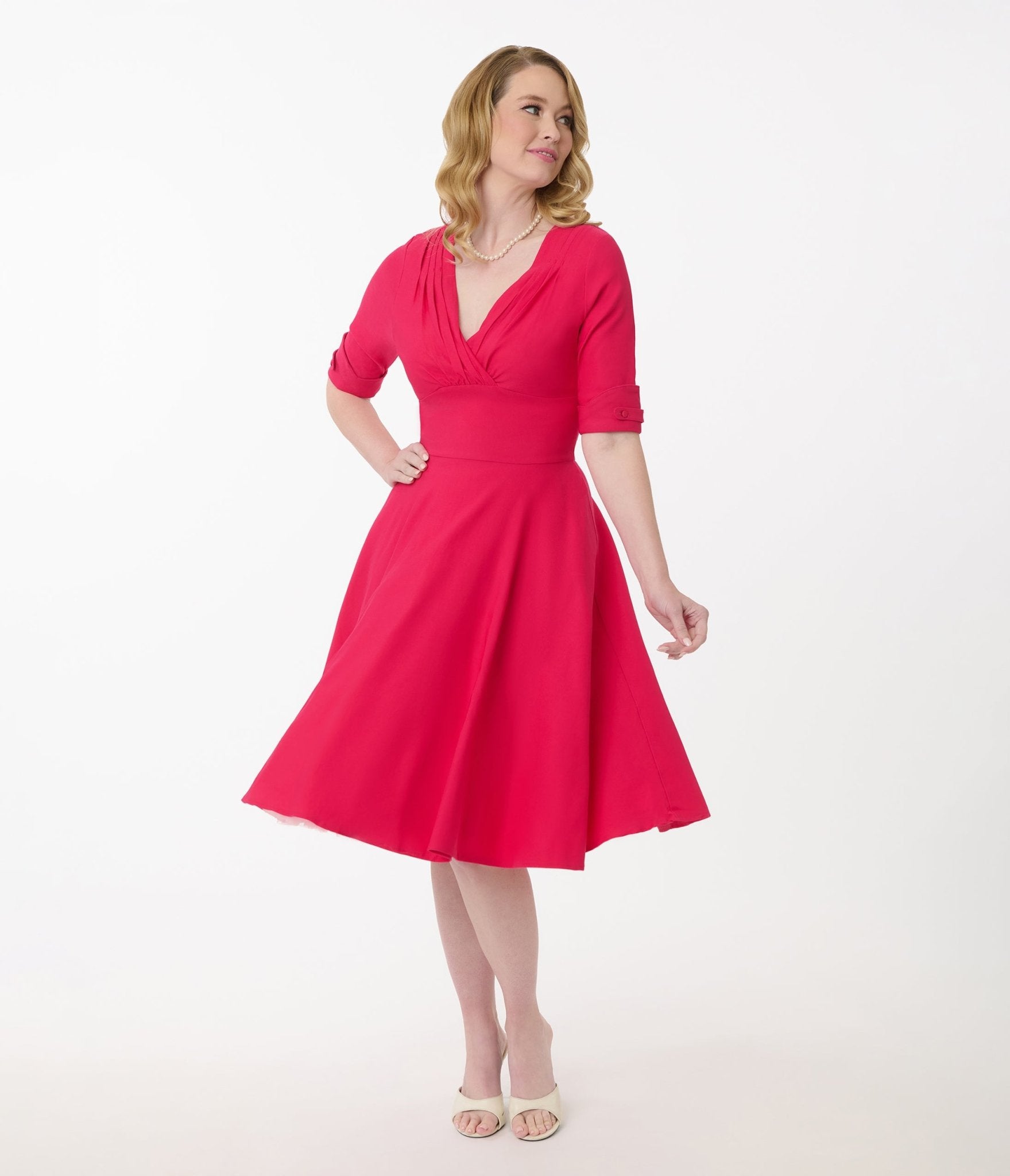 Unique Vintage Hot Pink Delores Swing Dress - Unique Vintage - Womens, DRESSES, SWING