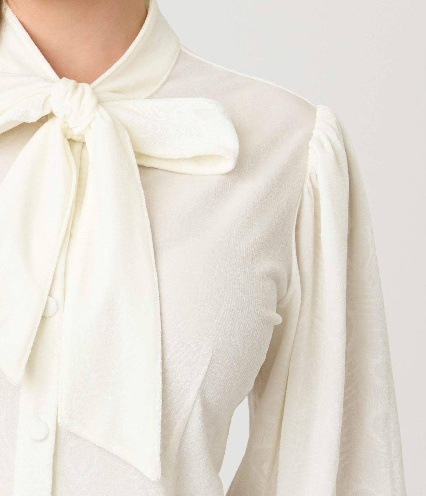 Unique Vintage Ivory Peacock Feather Embossed Gwen Blouse - Unique Vintage - Womens, TOPS, WOVEN TOPS