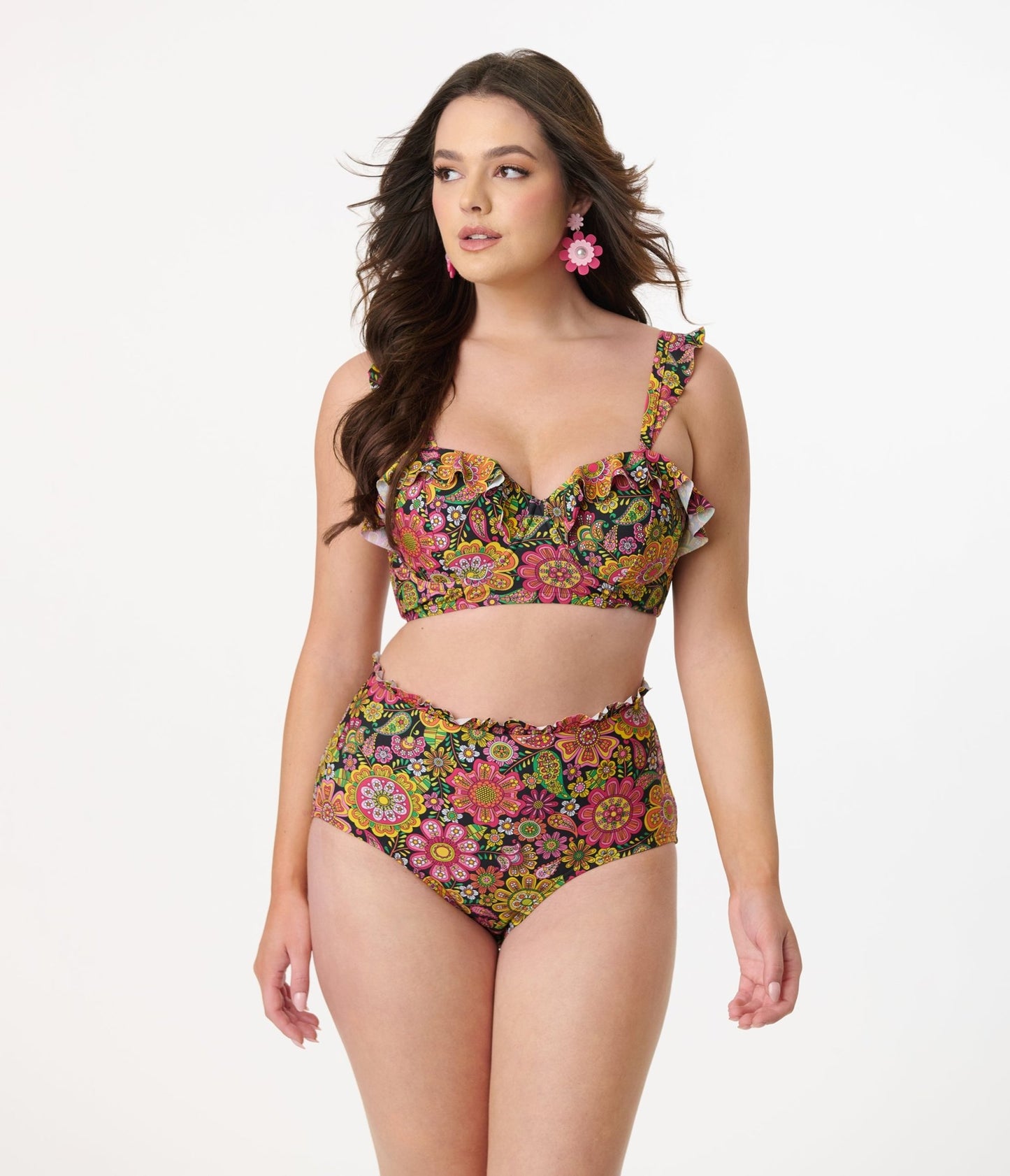 Unique Vintage Kaleidoscope Floral Southampton Swim Top - Unique Vintage - Womens, SWIM, TOP