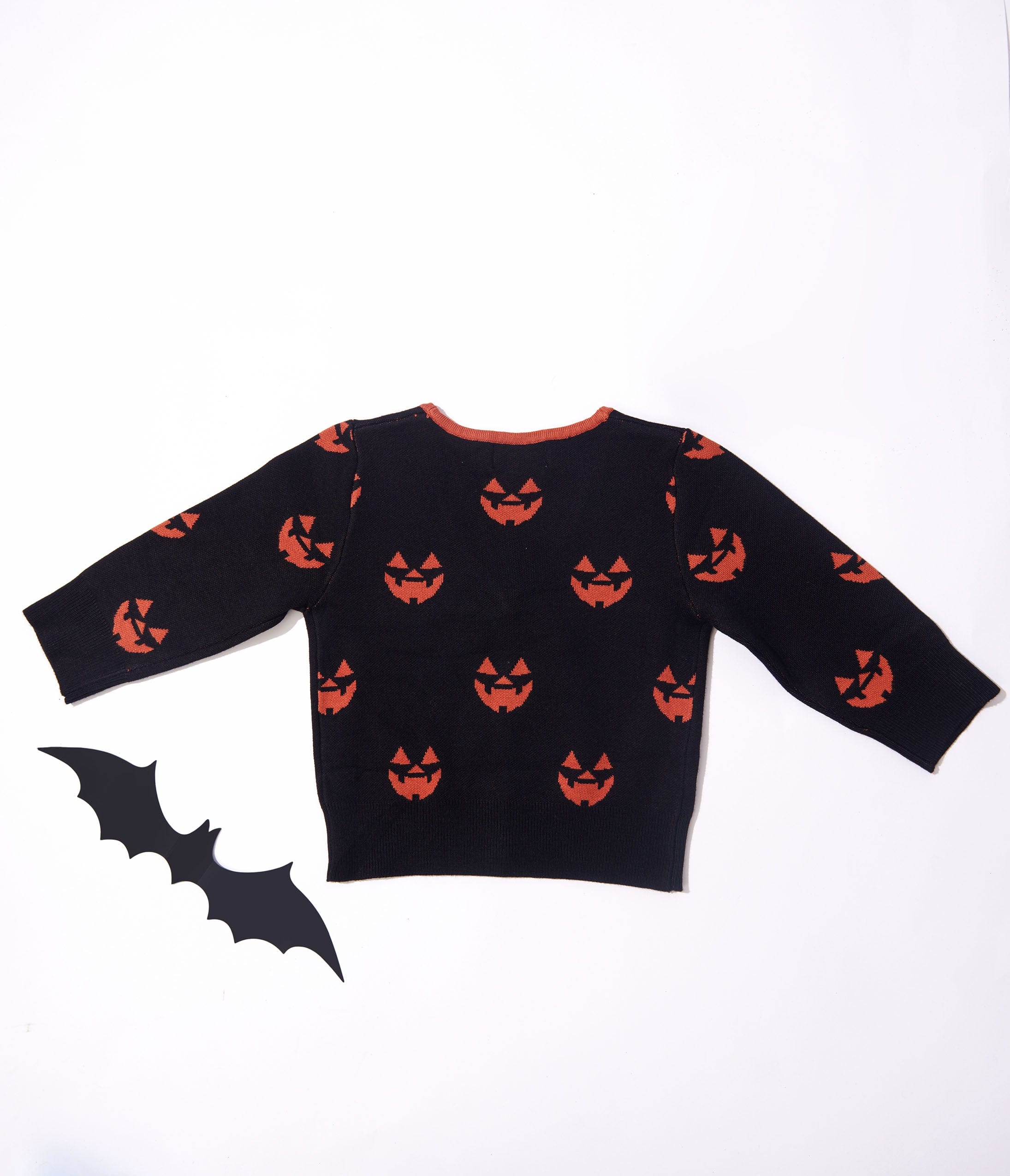 Unique Vintage Kids Black & Orange Pumpkin Crop Cardigan - Unique Vintage - Kids, HALLOWEEN, TOPS
