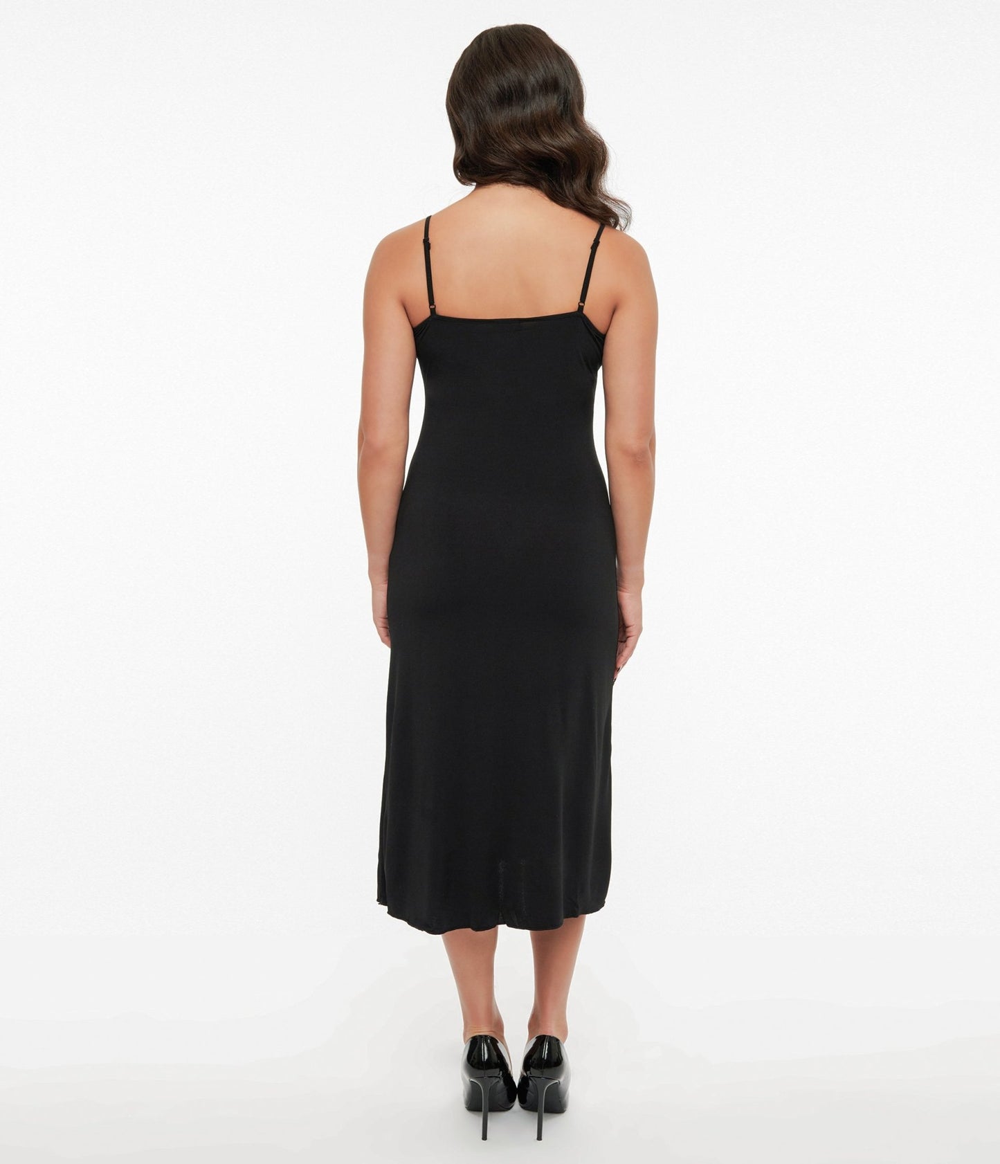 Unique Vintage Midi Length Black Stretch Slip - Unique Vintage - Womens, ACCESSORIES, SLIPS