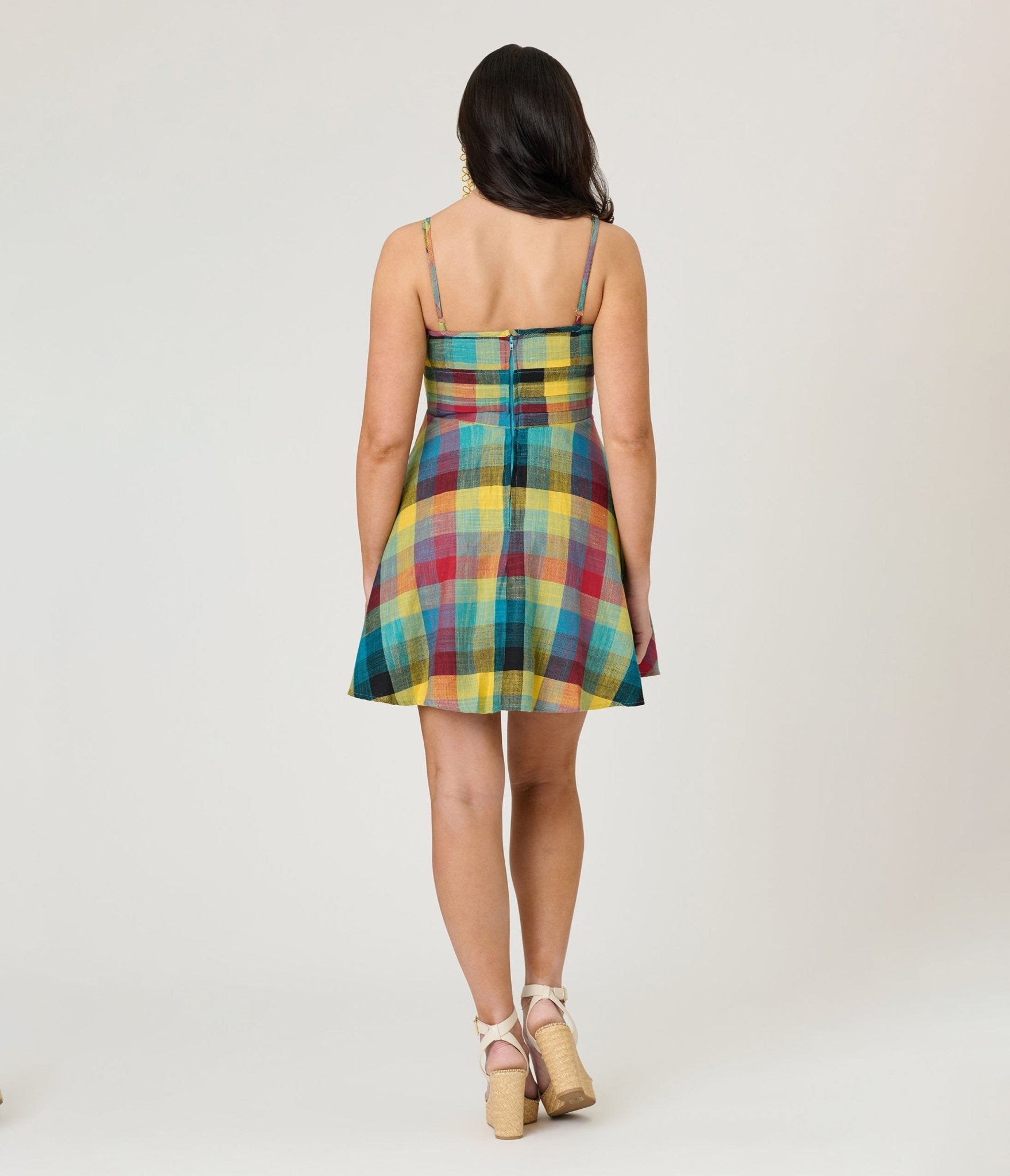 Unique Vintage Multicolor Plaid Cotton Flare Dress - Unique Vintage - Womens, DRESSES, FIT AND FLARE