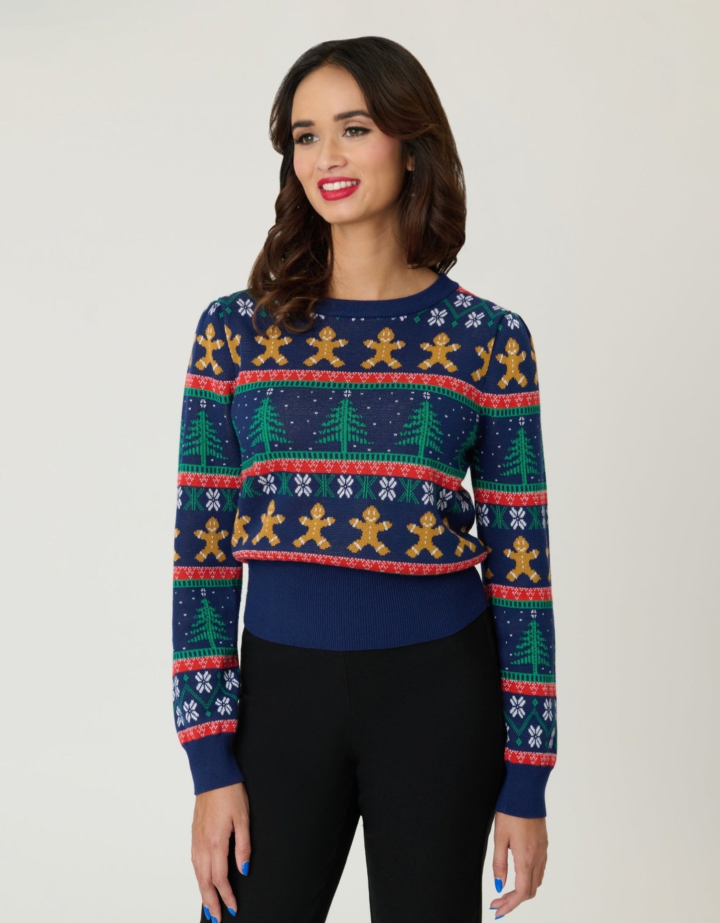 Unique Vintage Navy & Gingerbread Men Fair Isle Sweater - Unique Vintage - Womens, TOPS, SWEATERS