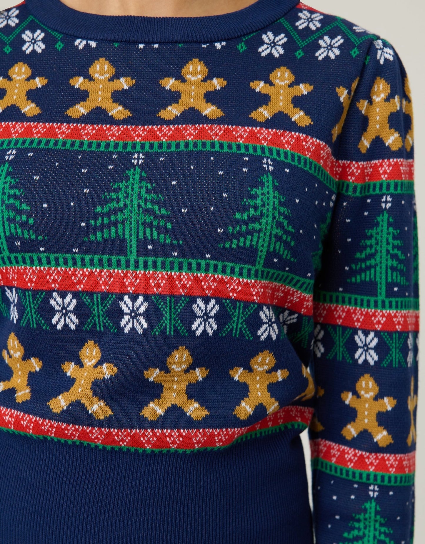 Unique Vintage Navy & Gingerbread Men Fair Isle Sweater - Unique Vintage - Womens, TOPS, SWEATERS