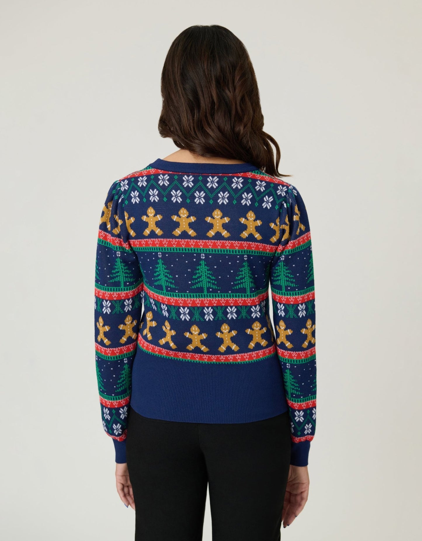 Unique Vintage Navy & Gingerbread Men Fair Isle Sweater - Unique Vintage - Womens, TOPS, SWEATERS