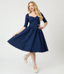 Unique Vintage Navy Lamar Swing Dress