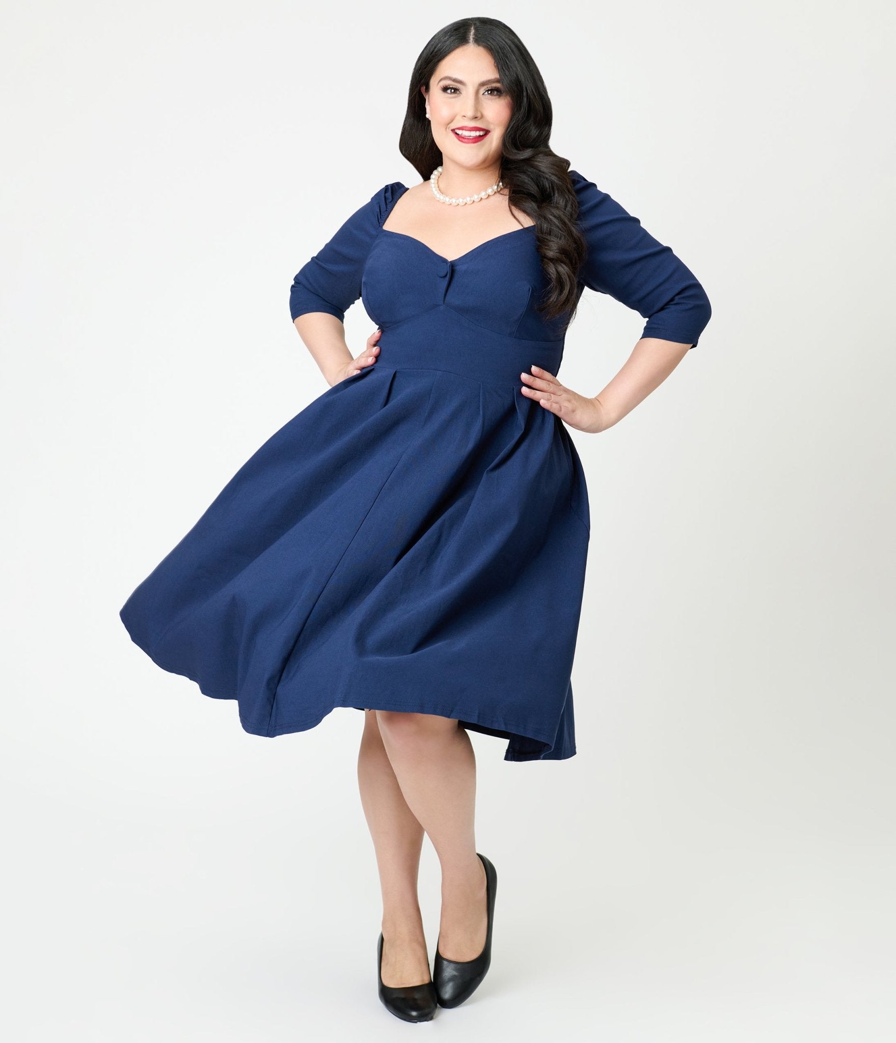 Unique Vintage Navy Lamar Swing Dress 1X/16W-18W