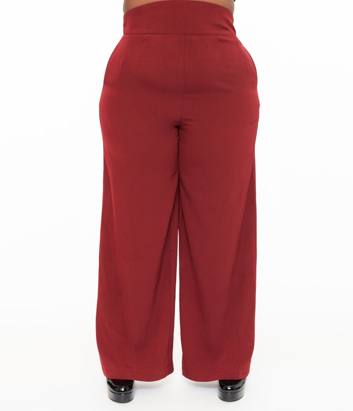 Unique Vintage Plus Size 1940s Merlot High Waist Pants - Unique Vintage - Womens, BOTTOMS, PANTS