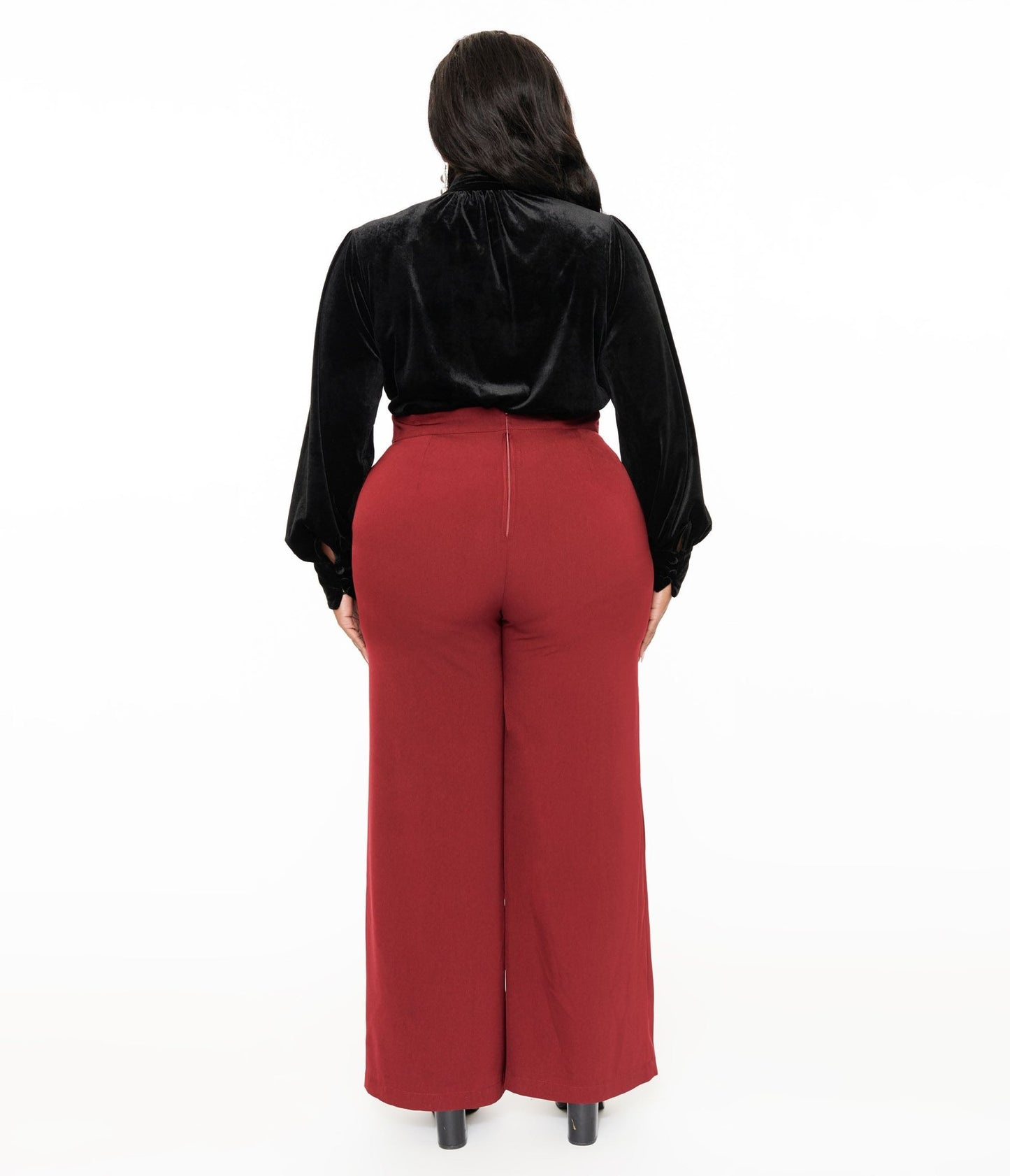 Unique Vintage Plus Size 1940s Merlot High Waist Pants - Unique Vintage - Womens, BOTTOMS, PANTS