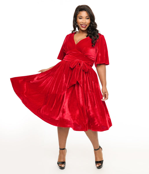 Vintage red velvet dress outlet