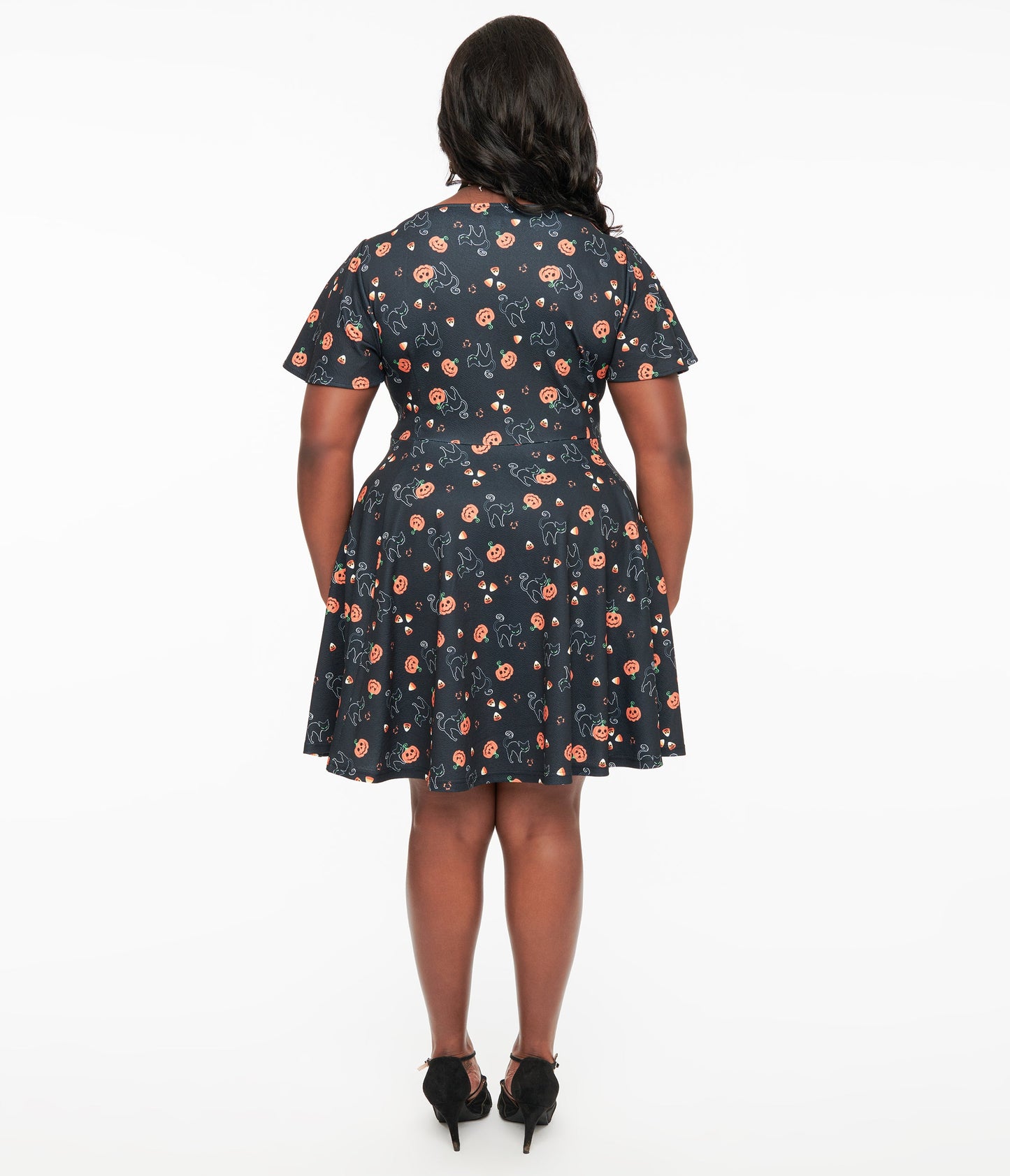 Unique Vintage Plus Size 1950s Black Spooky Cats & Pumpkins Poppy Flare Dress - Unique Vintage - Womens, HALLOWEEN, DRESSES
