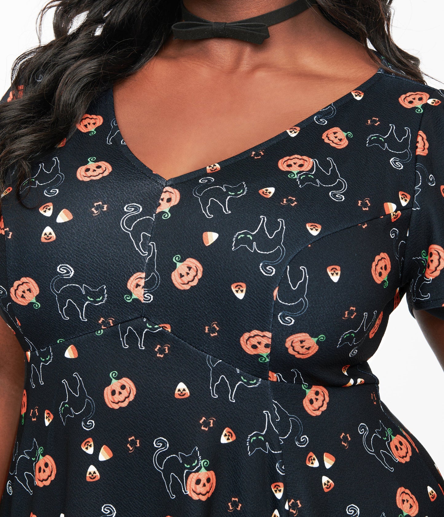 Unique Vintage Plus Size 1950s Black Spooky Cats & Pumpkins Poppy Flare Dress - Unique Vintage - Womens, HALLOWEEN, DRESSES