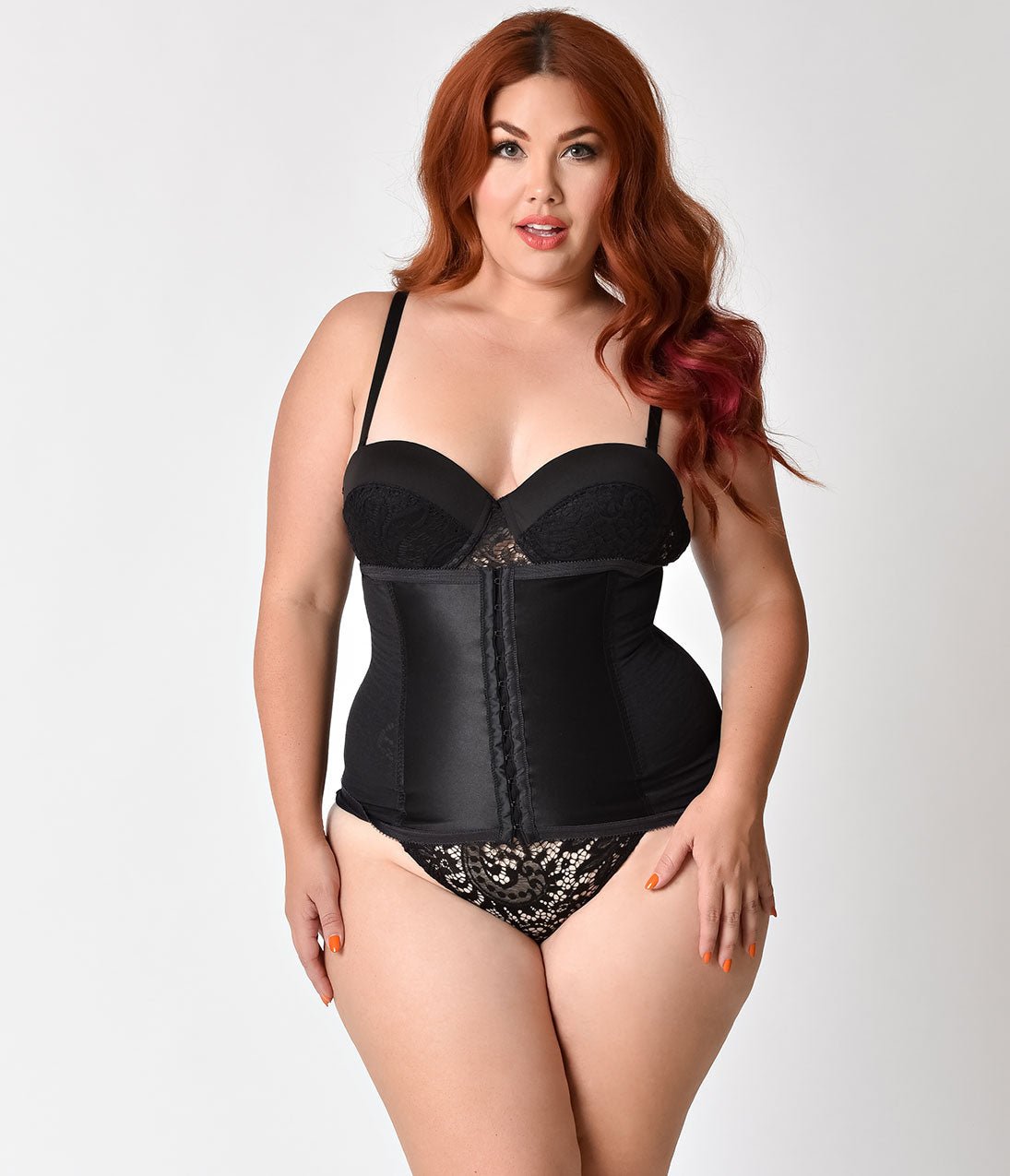 Unique Vintage Plus Size 1950s Black Stretch Power Mesh Waist Cincher - Unique Vintage - Womens, ACCESSORIES, LINGERIE