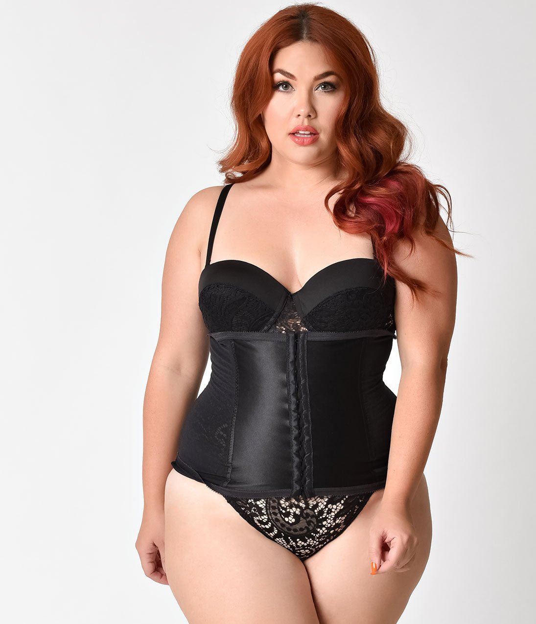 Unique Vintage Plus Size 1950s Black Stretch Power Mesh Waist Cincher - Unique Vintage - Womens, ACCESSORIES, LINGERIE