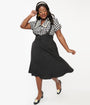 Unique Vintage Plus Size 1950s Black Suspender Swing Skirt