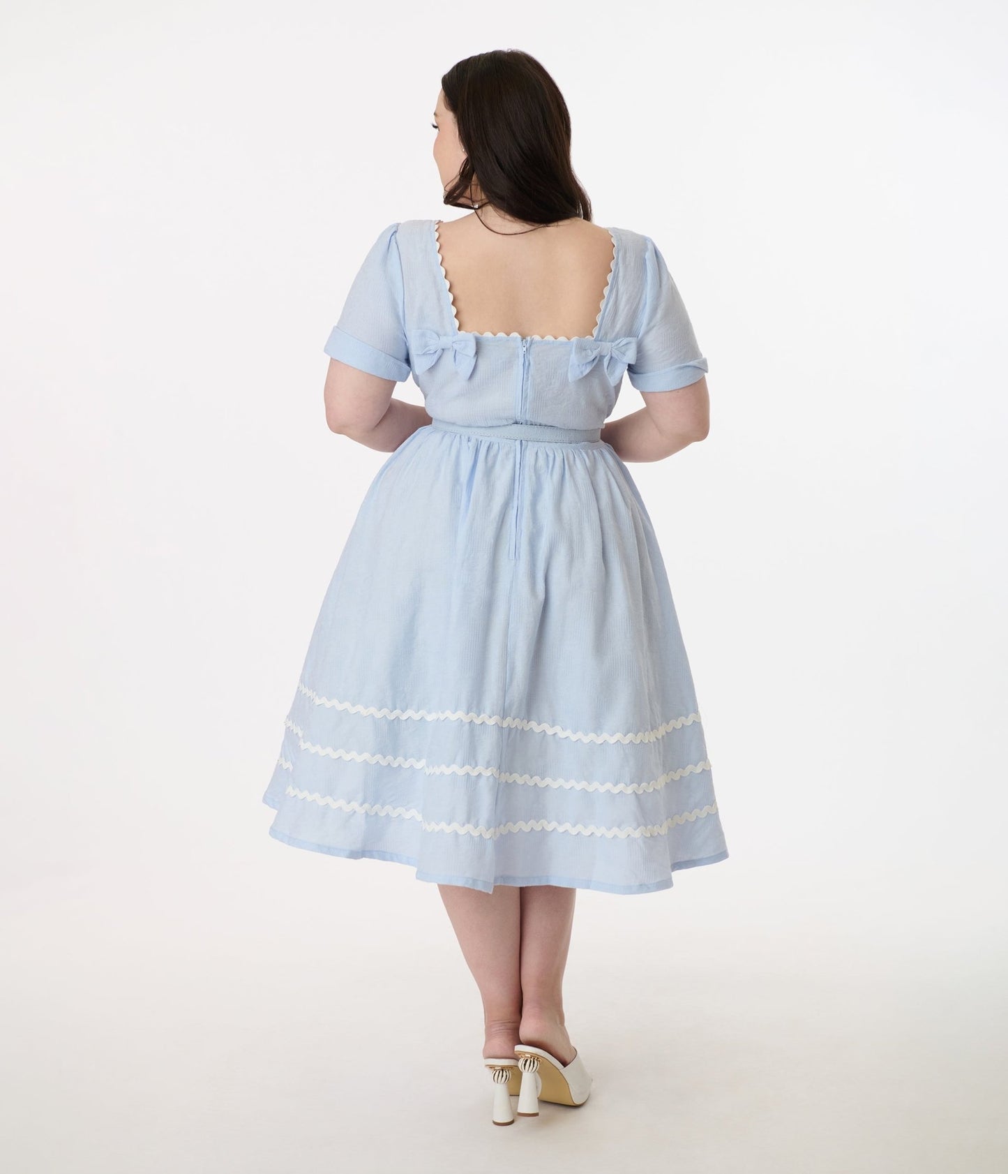 Unique Vintage Plus Size 1950s Light Blue Cotton Swing Dress - Unique Vintage - Womens, DRESSES, SWING