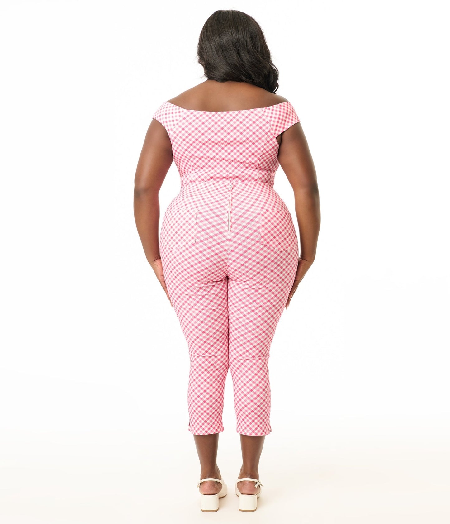 Unique Vintage Plus Size 1950s Pink Gingham Rachelle Capri Pants - Unique Vintage - Womens, BOTTOMS, CAPRI