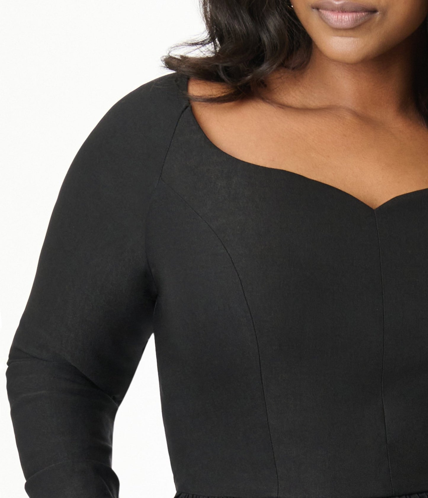 Unique Vintage Plus Size 1950s Solid Black Sweetheart Swing Dress - Unique Vintage - Womens, DRESSES, SWING